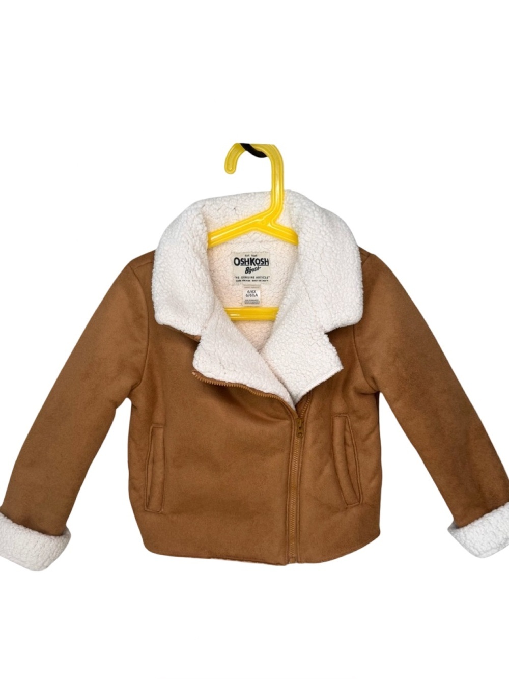 OSHKOSH B’GOSH Girls Faux Suede Jacket With Sherpa Cream Fleece Size 6/6X Warm - Picture 1 of 15